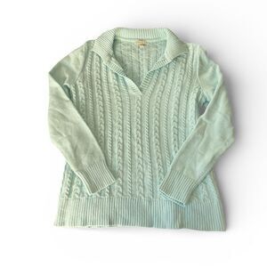 Talbots Cable Knit Sweater Women’s Medium Light Green Cotton Pullover